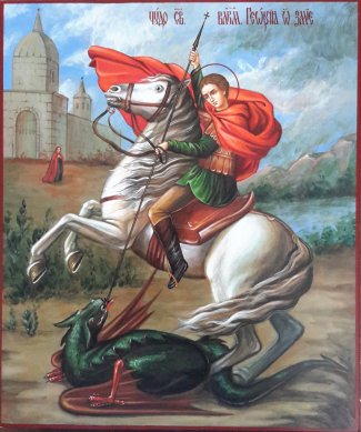 Икона Георгий победоносец живописный Размер 21х25